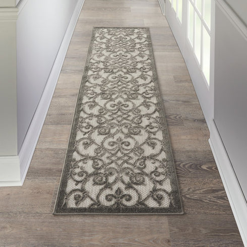 Gray and Charcoal Indoor Outdoor Runner Rug